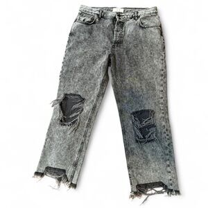 We the Free Cotton Boho Grunge Nomad Distressed Gray Women's Crop Jeans 31